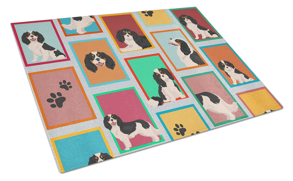Lots of Tricolor Cavalier Spaniel Glass Cutting Board